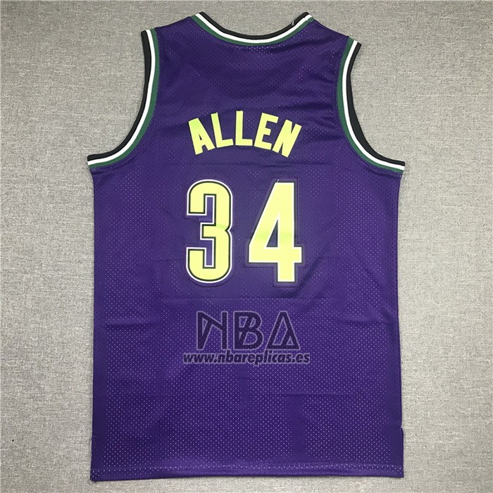 Camiseta Milwaukee Bucks Ray Allen NO 34 Mitchell & Ness 1996-97 Violeta